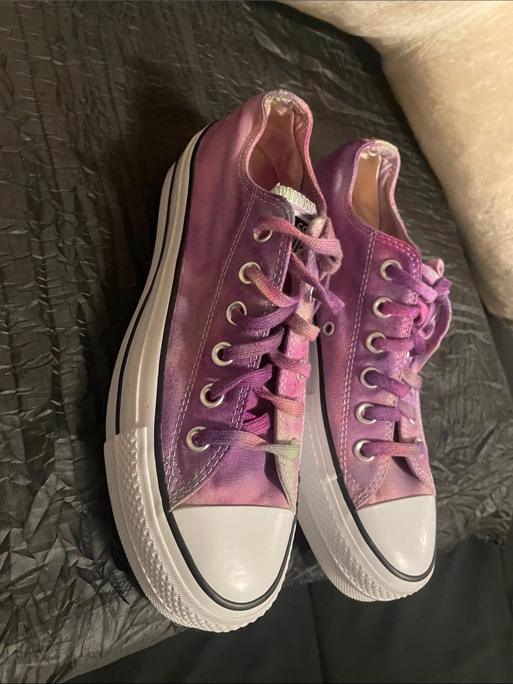 Purple Tie-Dye Low-Top Canvas sneakers - Picture 3 of 17